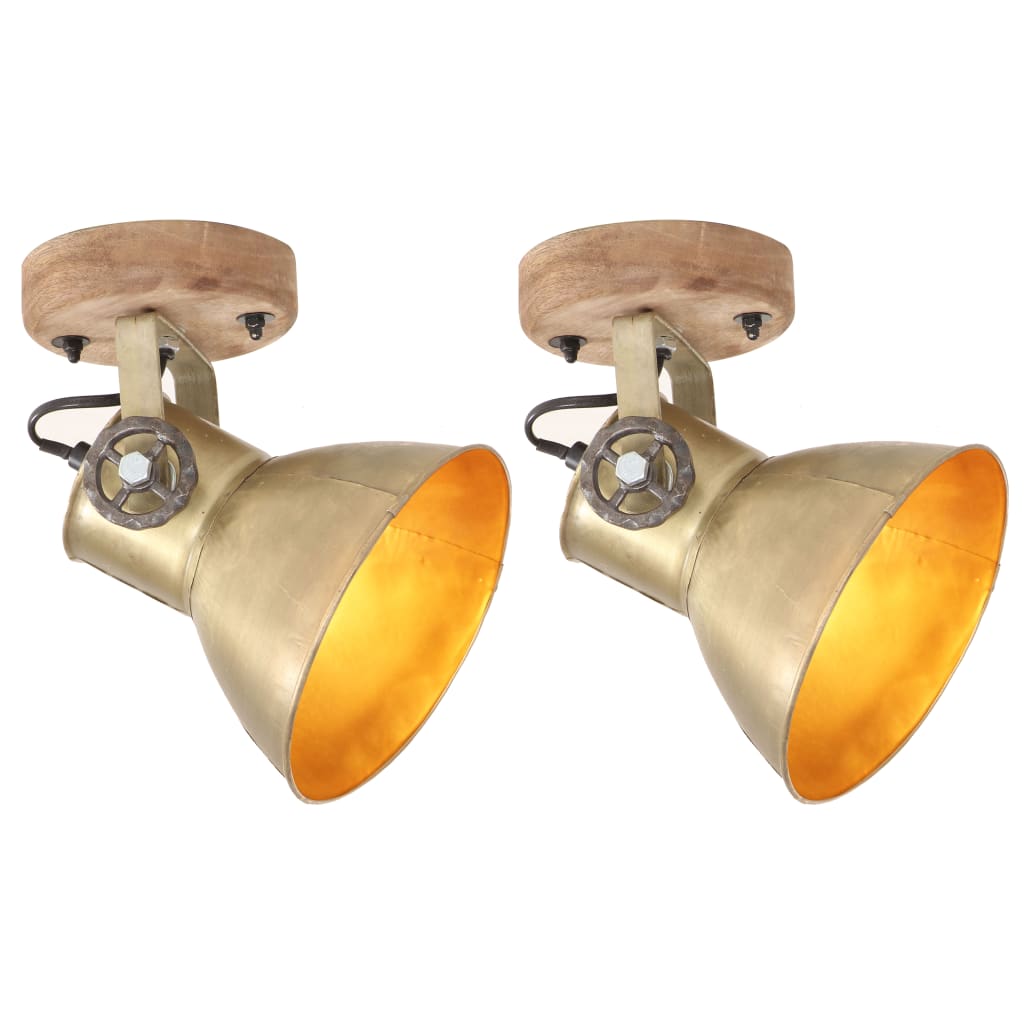 industrielle væg-/loftlamper 2 stk. 20x25 cm E27 messingfarvet