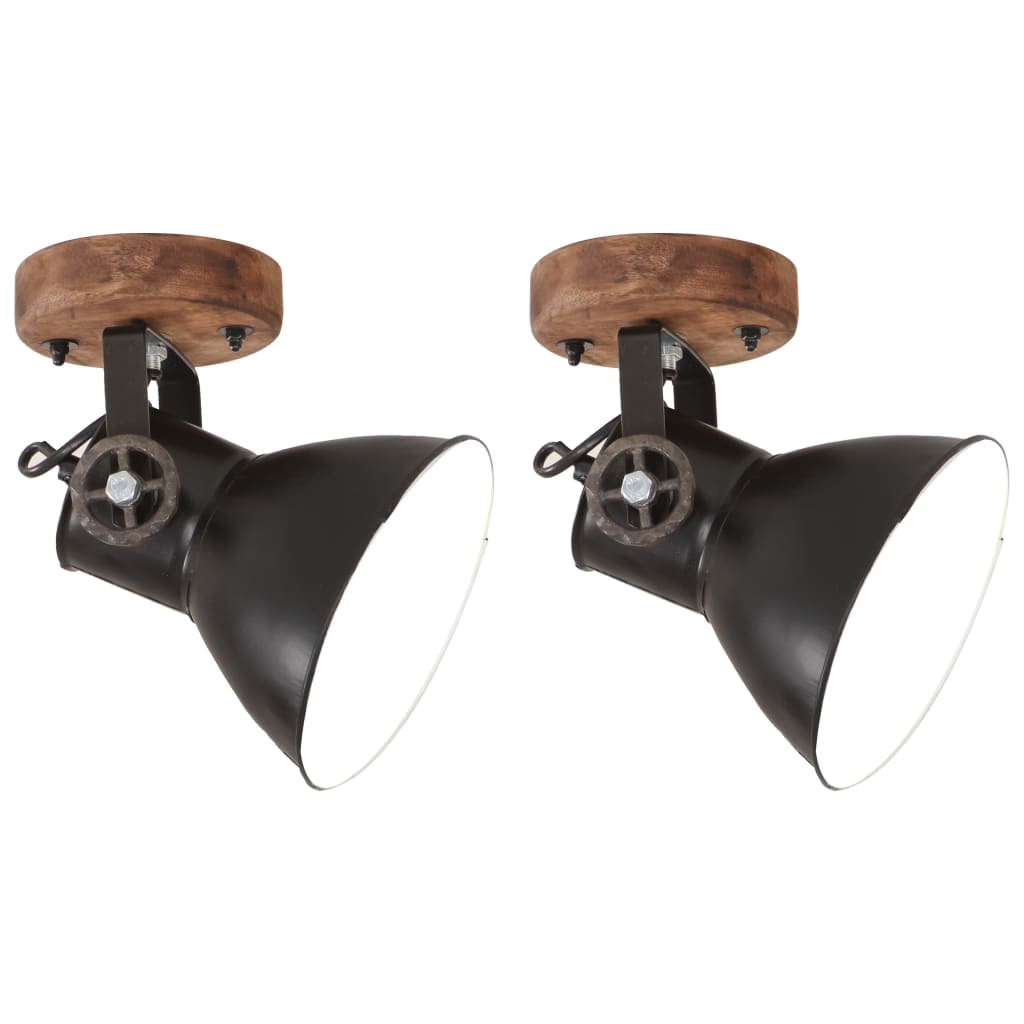 industrielle væg-/loftlamper 2 stk. 20x25 cm E27 mat sort