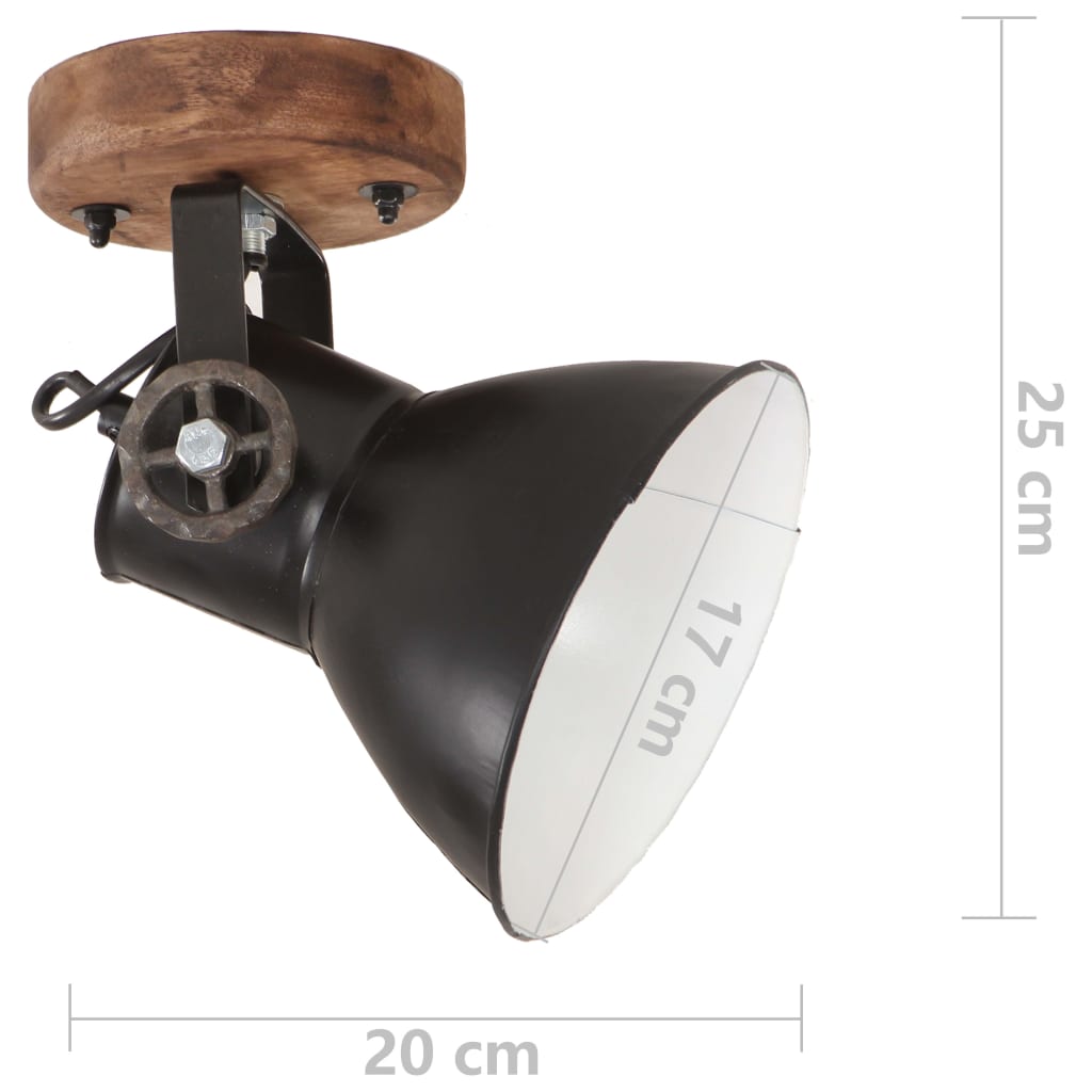 industrielle væg-/loftlamper 2 stk. 20x25 cm E27 mat sort