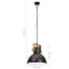 industriel hængelampe 25 W rund 30 cm E27 mat sort