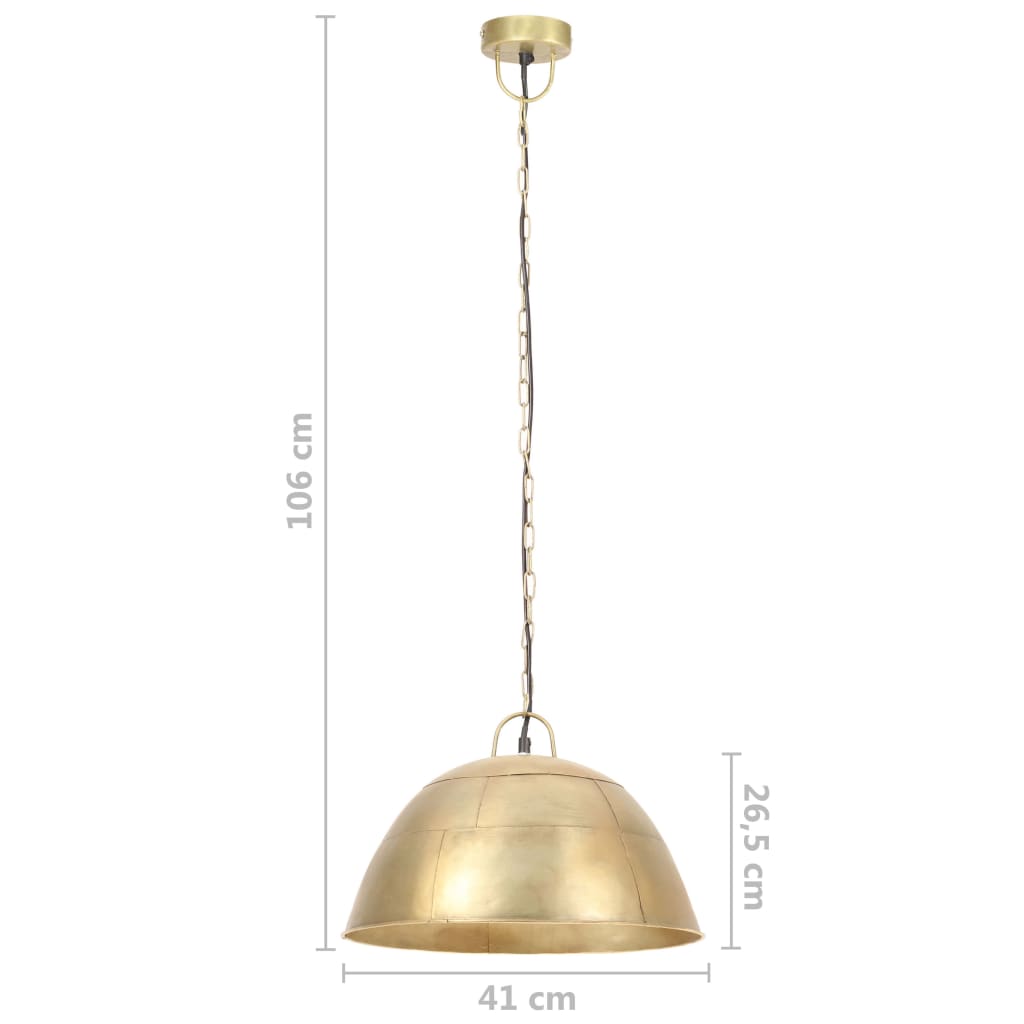 industriel vintage hængelampe 25W rund 41 cm E27 messingfarvet