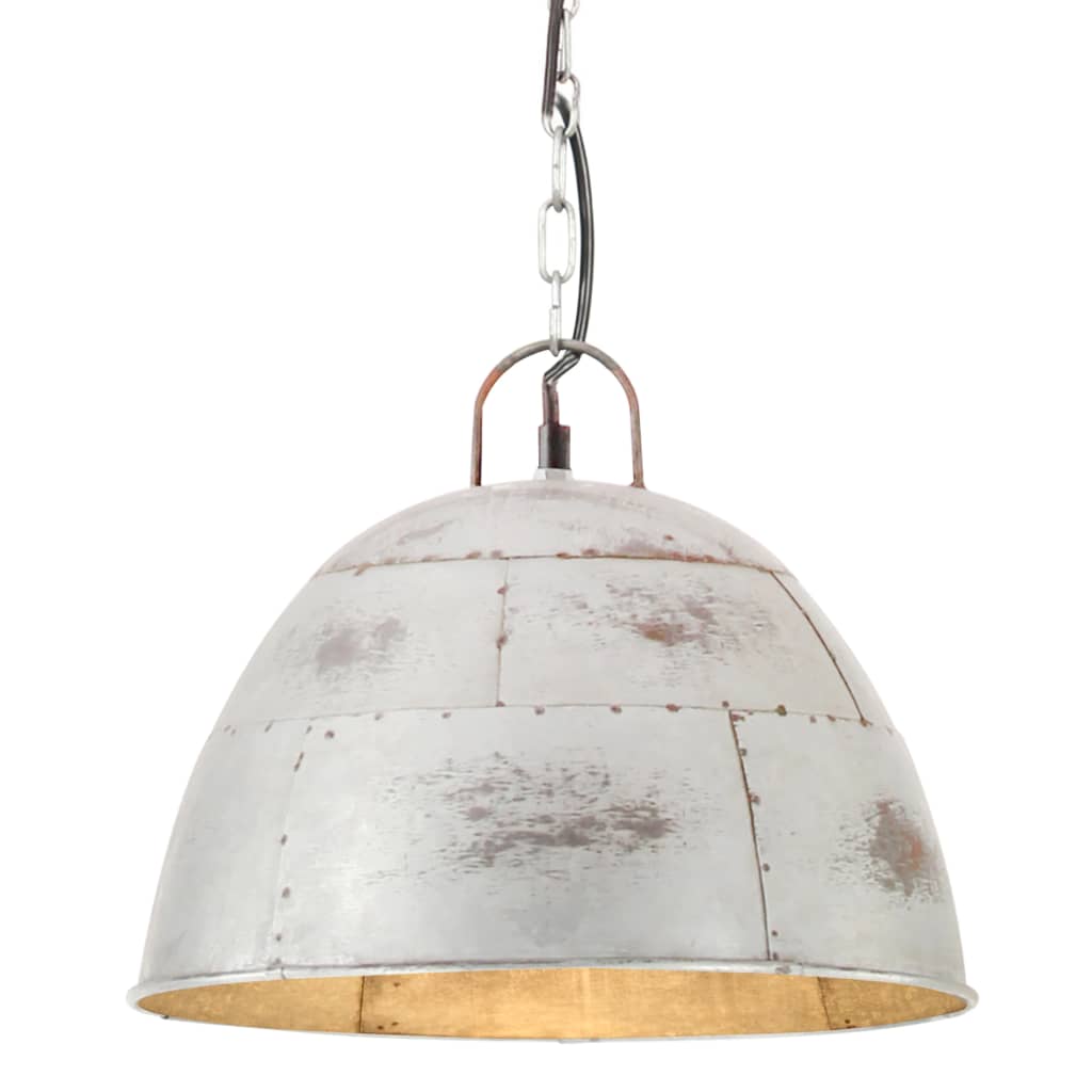 industriel hængelampe 25 W rund vintagestil 31 cm E27 sølvfarvet