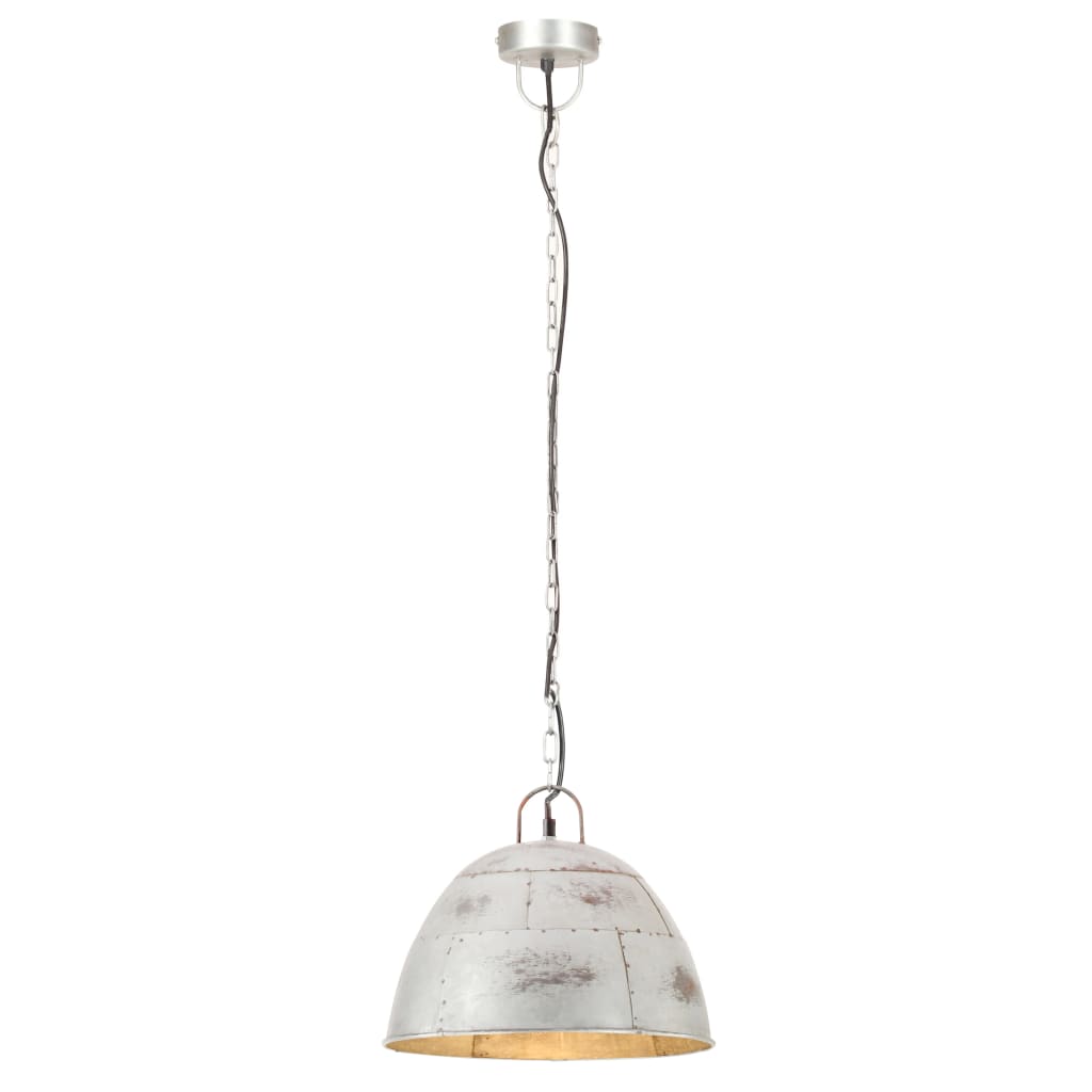 industriel hængelampe 25 W rund vintagestil 31 cm E27 sølvfarvet