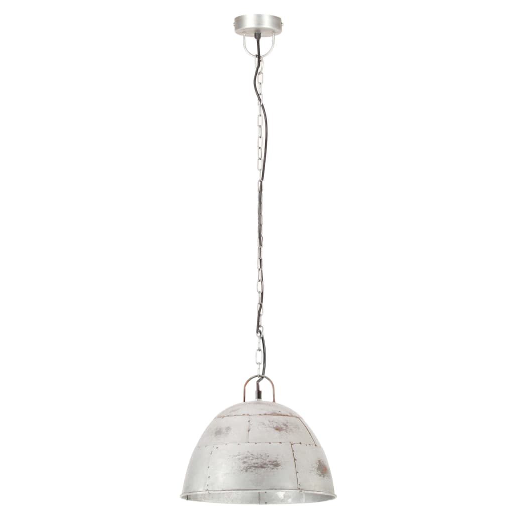 industriel hængelampe 25 W rund vintagestil 31 cm E27 sølvfarvet