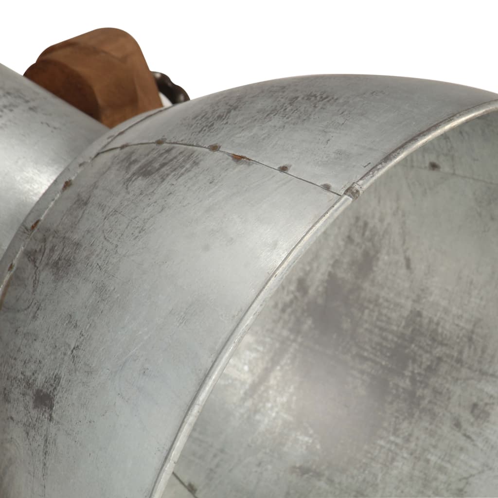 gulvlampe E27 massivt mangotræ sølvfarvet