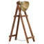 gulvlampe E27 massivt mangotræ messingfarvet