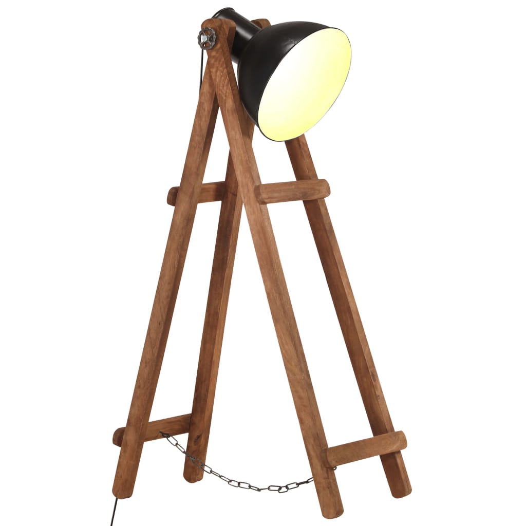 gulvlampe E27 massivt mangotræ sort