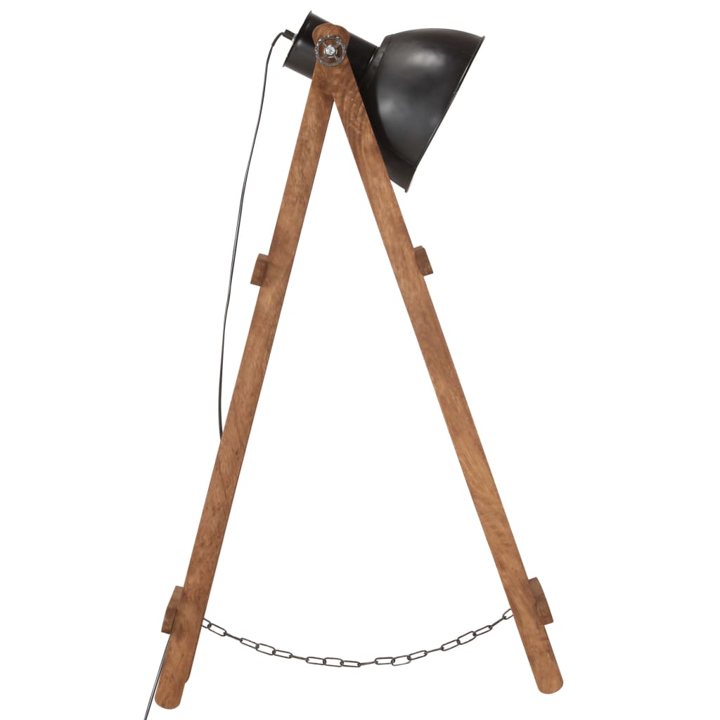 gulvlampe E27 massivt mangotræ sort