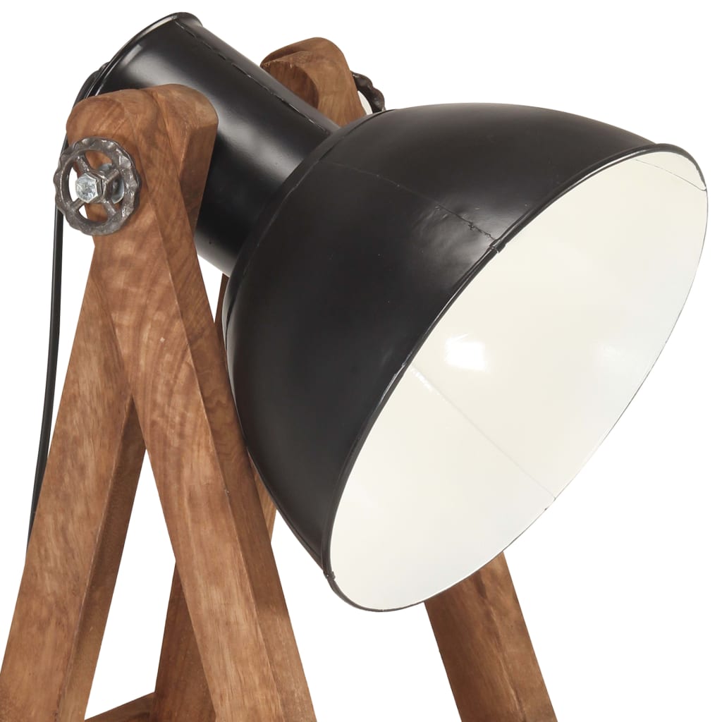 gulvlampe E27 massivt mangotræ sort