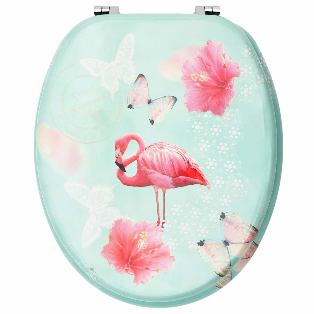 toiletsæde med låg MDF flamingodesign