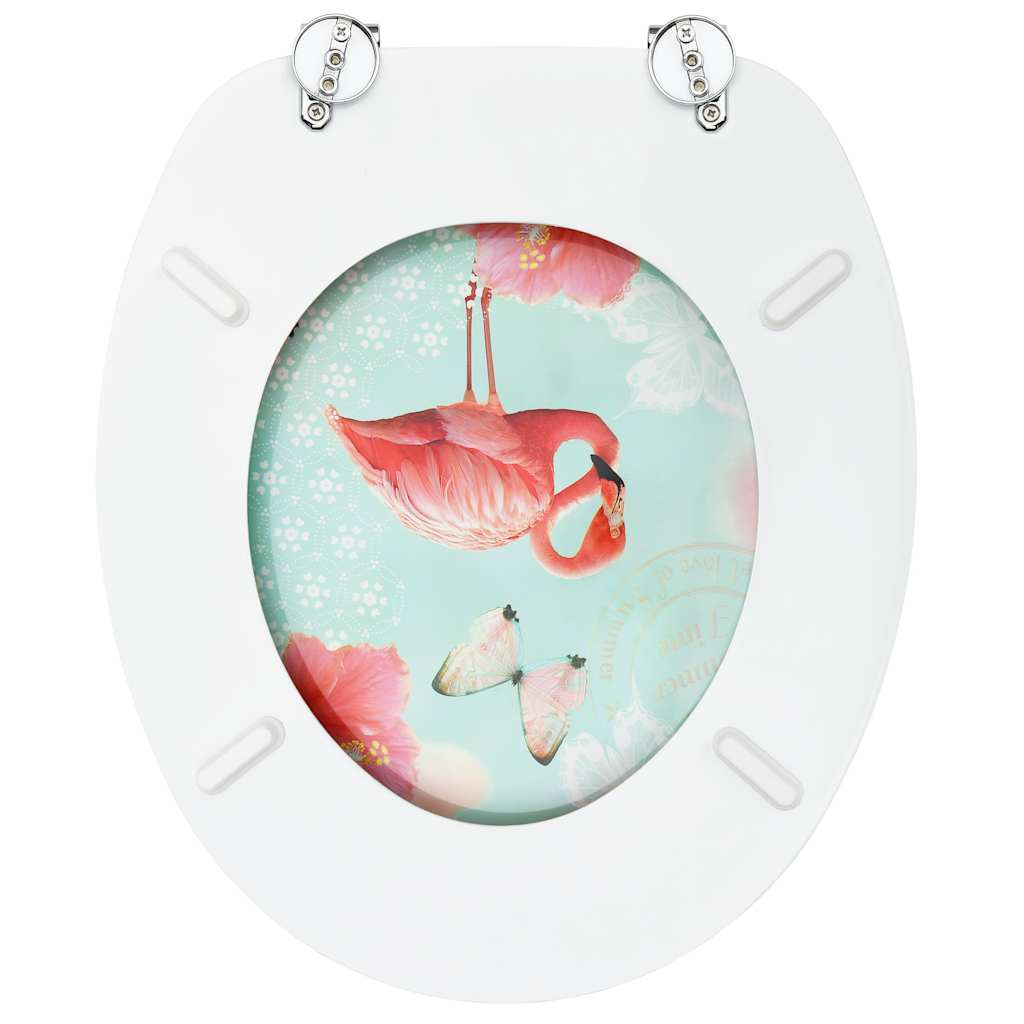 toiletsæde med låg MDF flamingodesign
