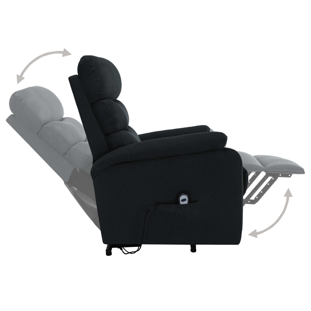 løftestol med massagefunktion stof sort