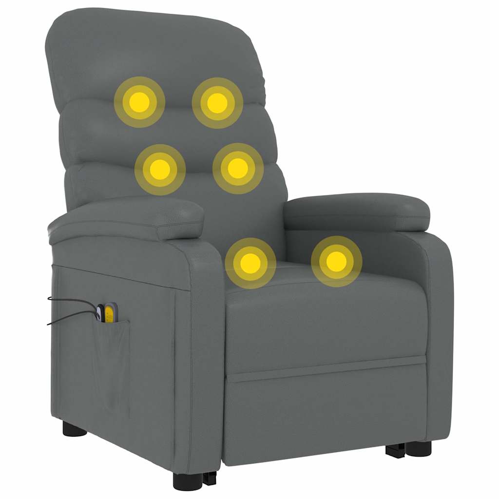 massagestol med løftefunktion kunstlæder antracitgrå