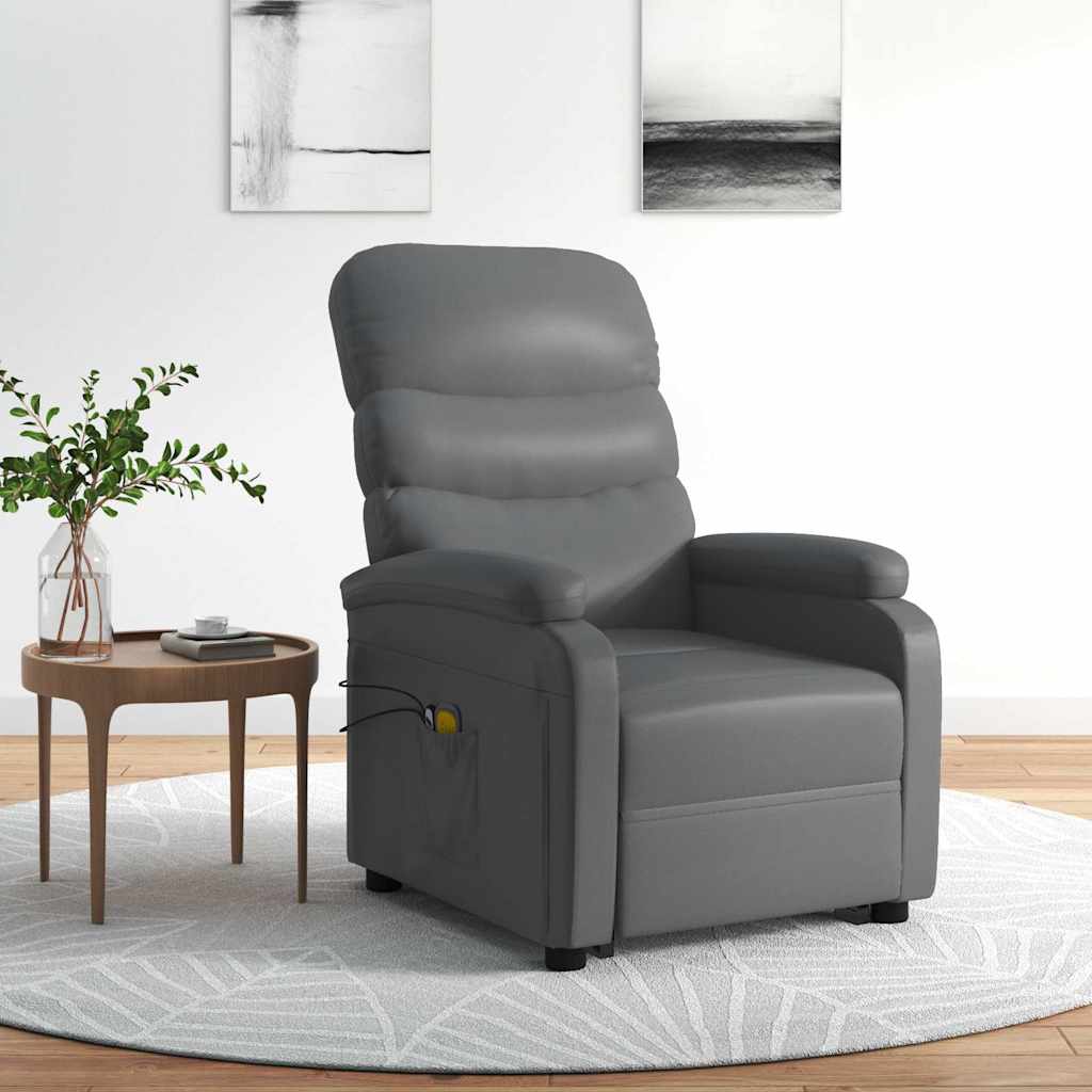 massagestol med løftefunktion kunstlæder antracitgrå
