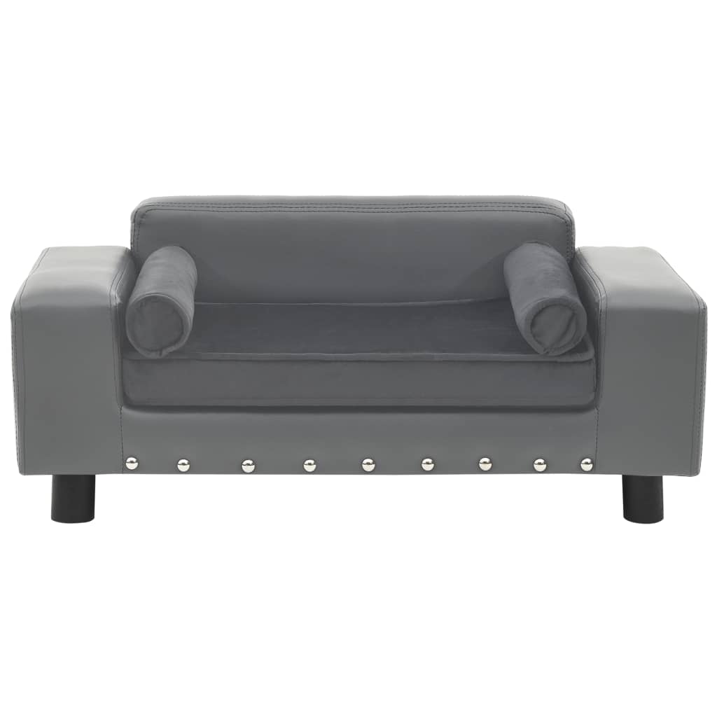hundesofa 81x43x31 cm plys og kunstlæder grå