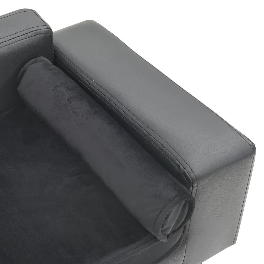 hundesofa 81x43x31 cm plys og kunstlæder grå
