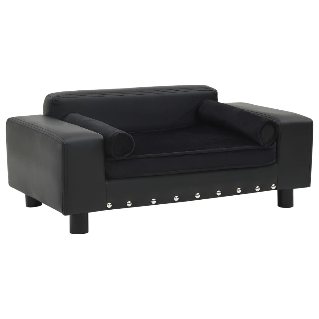 hundesofa 81x43x31 cm plys og kunstlæder sort