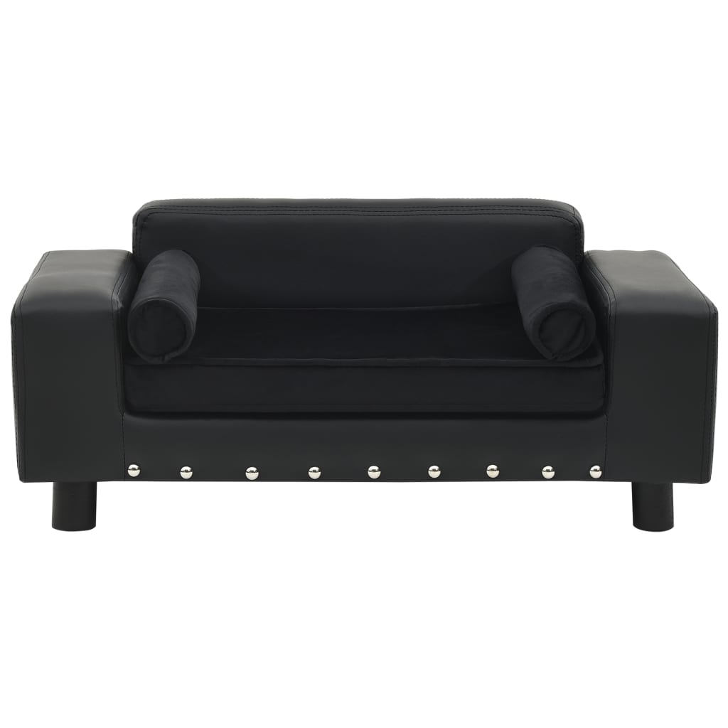 hundesofa 81x43x31 cm plys og kunstlæder sort