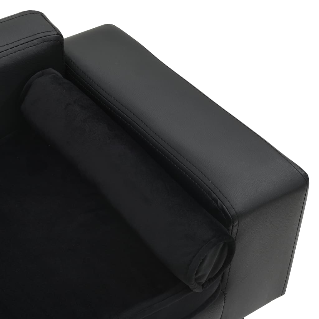 hundesofa 81x43x31 cm plys og kunstlæder sort