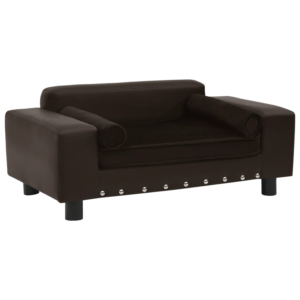 hundesofa 81x43x31 cm plys og kunstlæder brun
