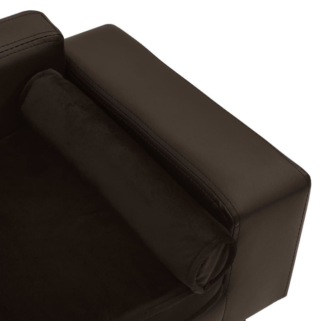 hundesofa 81x43x31 cm plys og kunstlæder brun