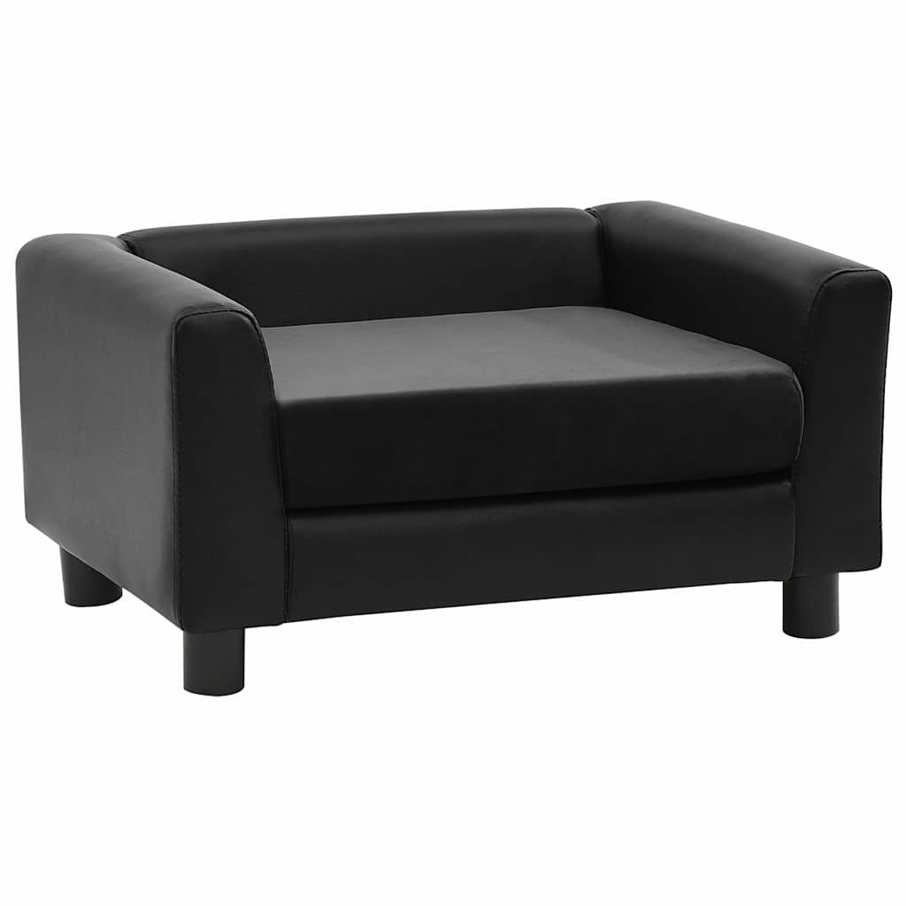 hundesofa 60x43x30 cm plys og kunstlæder sort