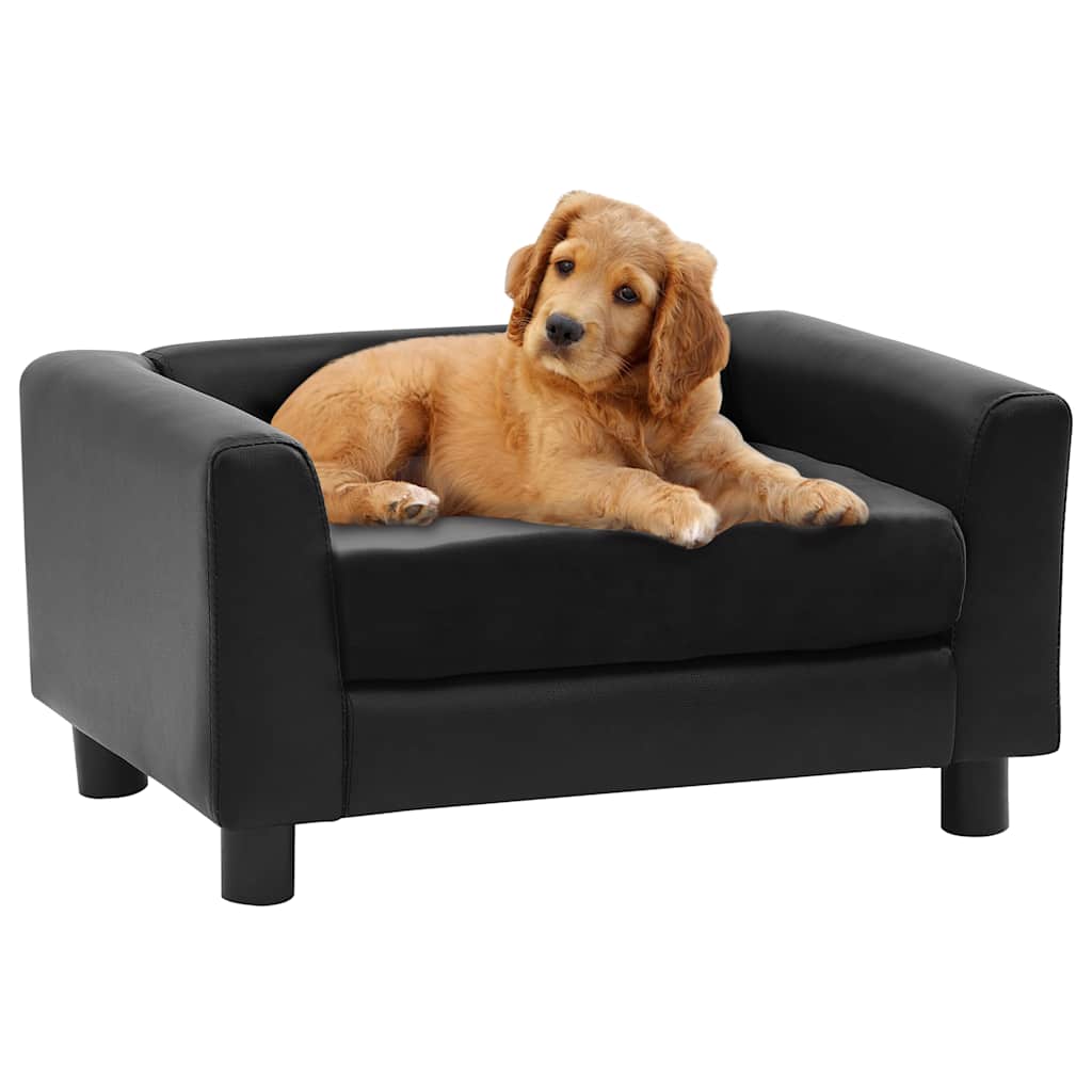 hundesofa 60x43x30 cm plys og kunstlæder sort