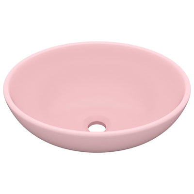 luksuriøs håndvask 40x33 cm keramisk oval mat pink