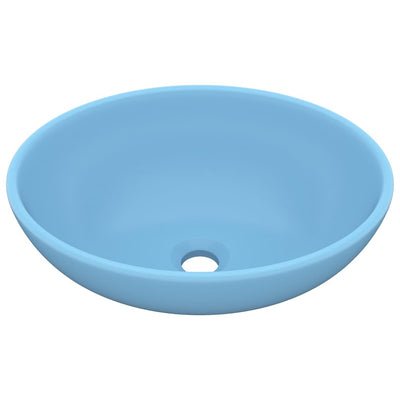 luksuriøs håndvask 40x33 cm keramisk oval mat lyseblå