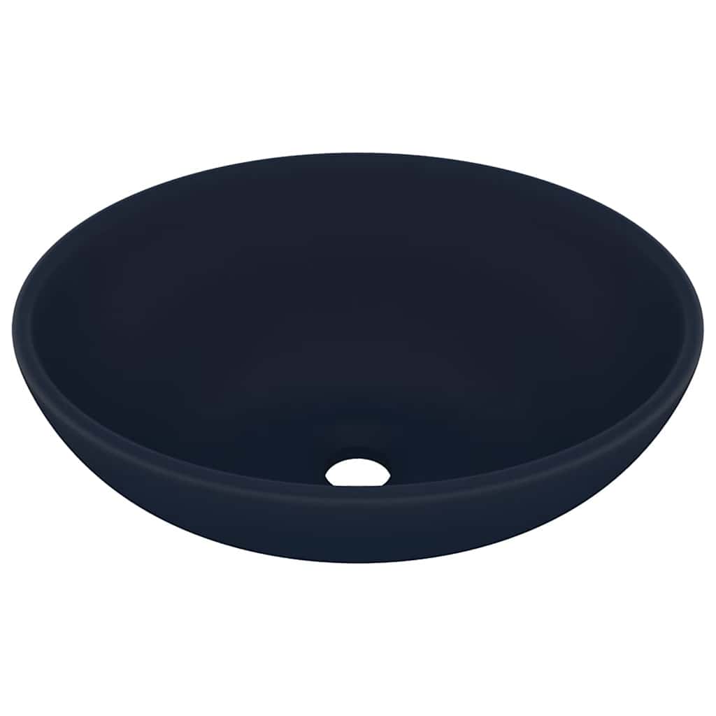 luksuriøs håndvask 40x33 cm keramisk oval mat mørkeblå