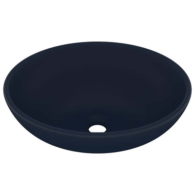 luksuriøs håndvask 40x33 cm keramisk oval mat mørkeblå