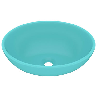 luksuriøs håndvask 40x33 cm keramisk oval mat lysegrøn