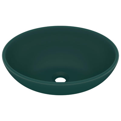 luksuriøs håndvask 40x33 cm keramisk oval mat mørkegrøn
