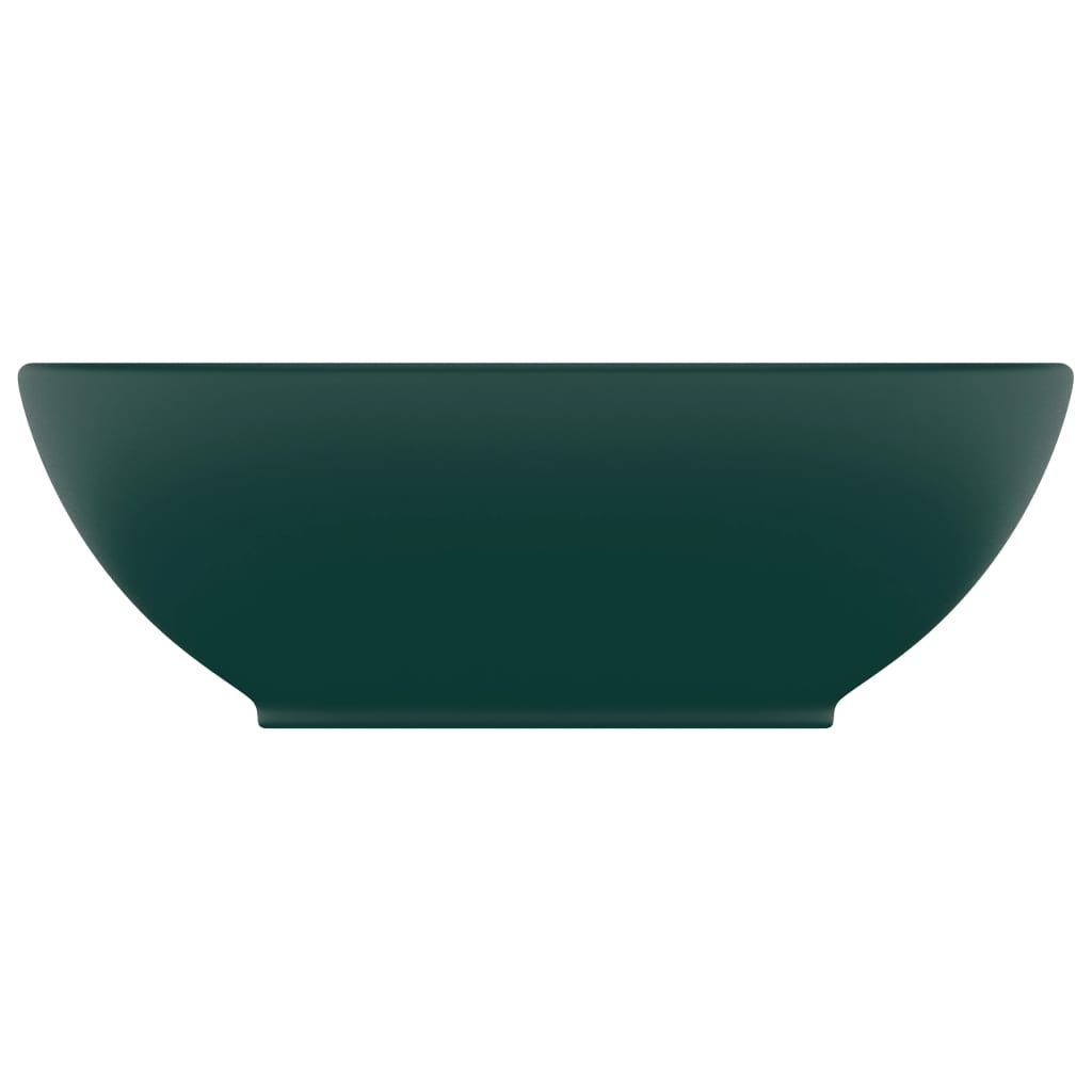 luksuriøs håndvask 40x33 cm keramisk oval mat mørkegrøn