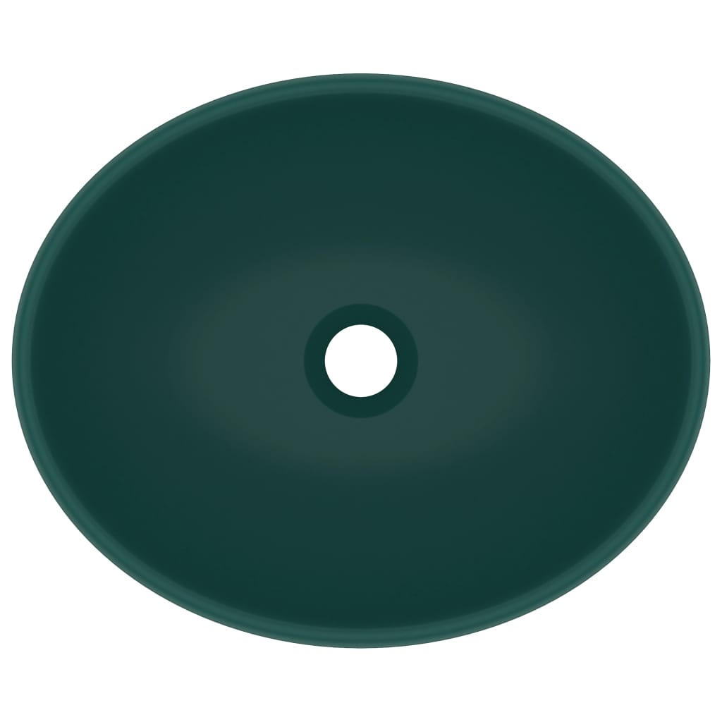 luksuriøs håndvask 40x33 cm keramisk oval mat mørkegrøn