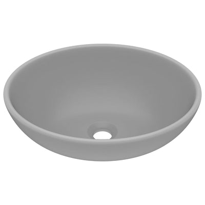 luksuriøs håndvask 40x33 cm keramisk oval mat lysegrå