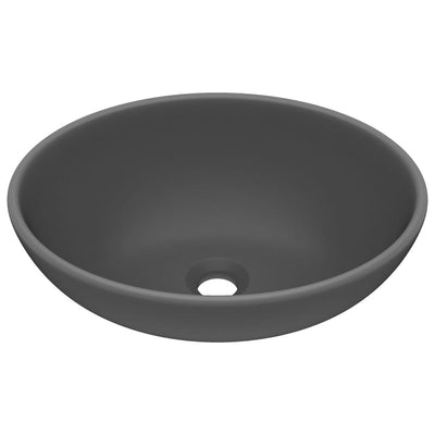 luksuriøs håndvask 40x33 cm keramisk oval mat mørkegrå
