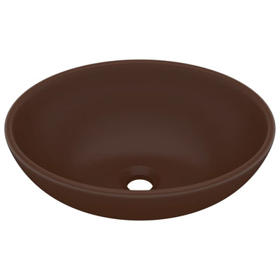 luksuriøs håndvask 40x33 cm keramisk oval mat mørkebrun