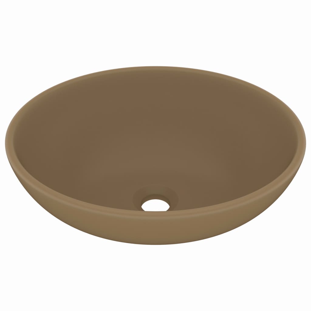 luksuriøs håndvask 40x33 cm keramisk oval mat cremefarvet