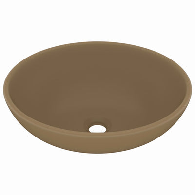 luksuriøs håndvask 40x33 cm keramisk oval mat cremefarvet