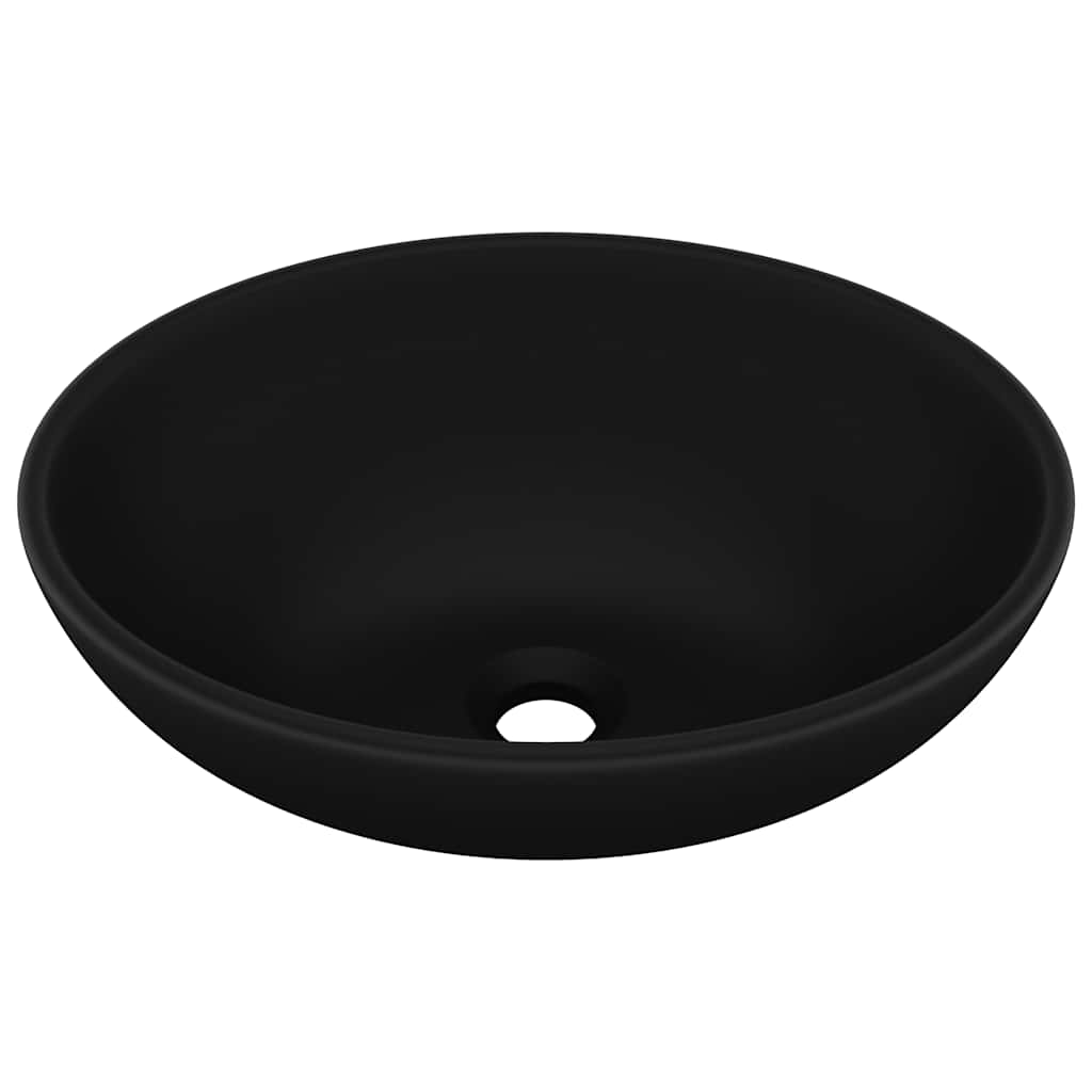 luksuriøs håndvask 40x33 cm keramisk oval mat sort
