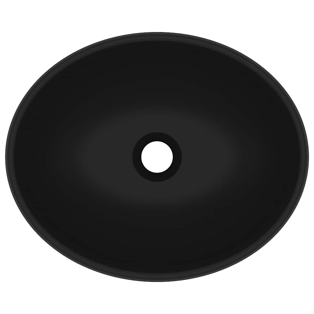luksuriøs håndvask 40x33 cm keramisk oval mat sort