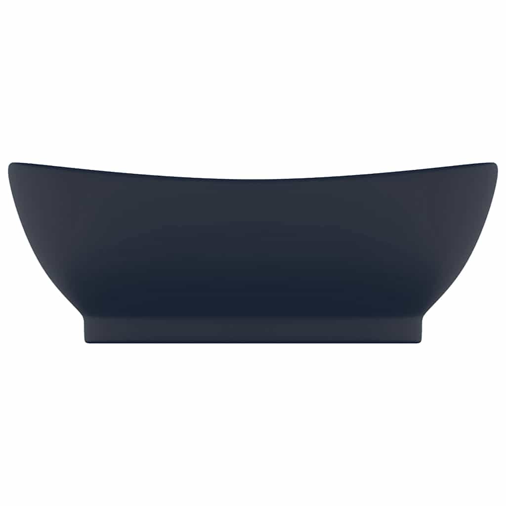 luksuriøs håndvask overløb 58,5x39cm keramisk oval mat mørkeblå