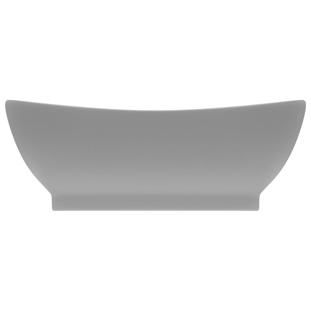 luksuriøs håndvask overløb 58,5x39 cm keramik oval mat lysegrå