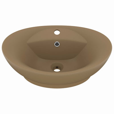 luksuriøs håndvask overløb 58,5x39 cm keramik oval mat creme