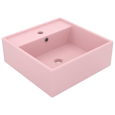 luksuriøs håndvask overløb 41x41 cm keramik firkantet mat pink