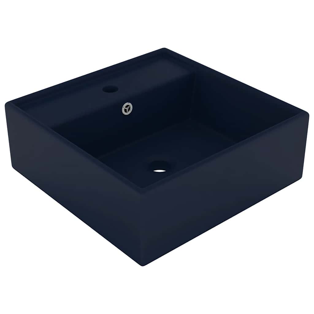 luksus håndvask overløb 41x41cm keramik firkantet mat mørkeblå