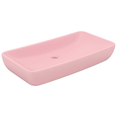 luksuriøs håndvask 71x38 cm rektangulær keramik mat lyserød