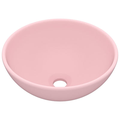 luksuriøs håndvask 32,5x14 cm rund keramisk mat lyserød