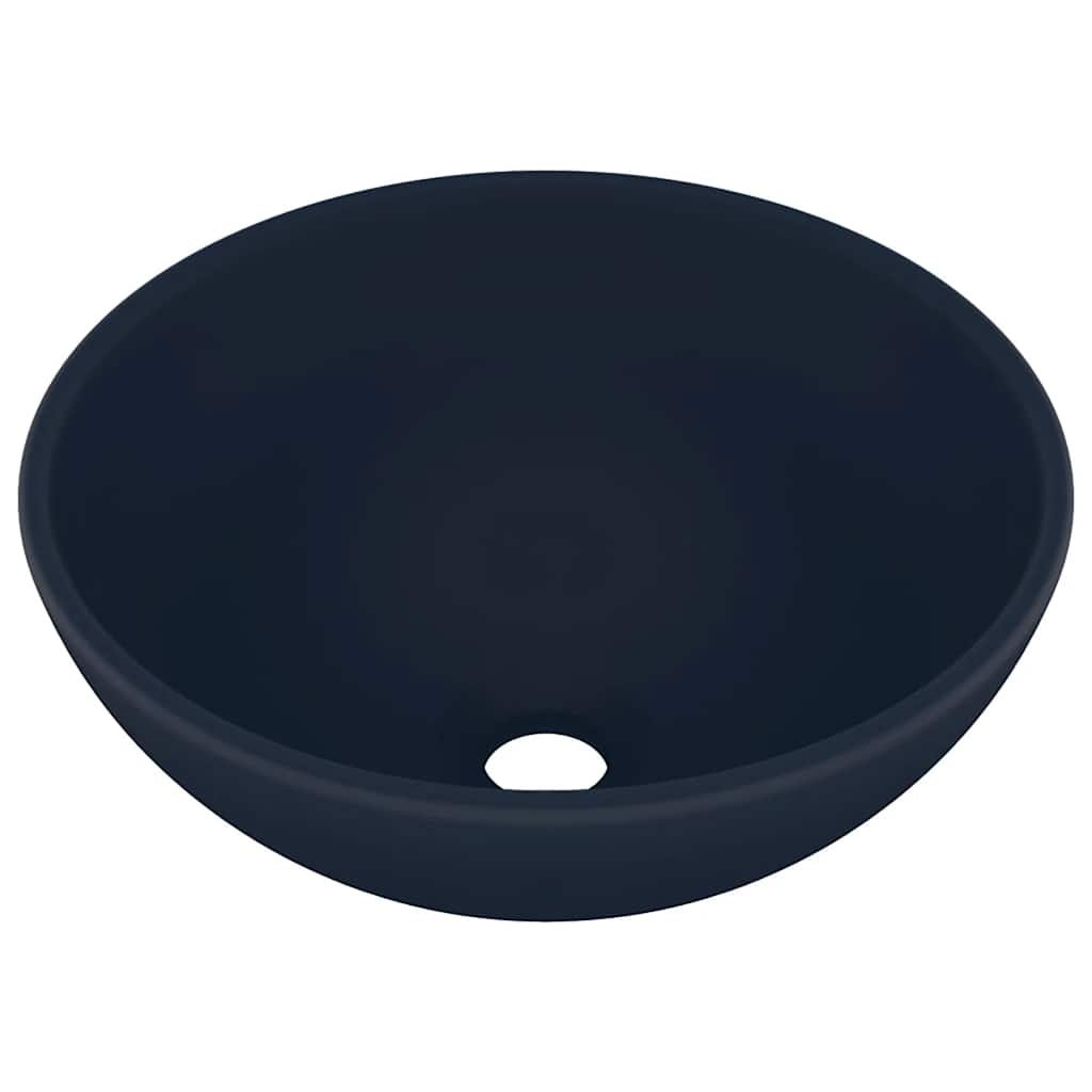 luksuriøs håndvask 32,5x14 cm rund keramisk mat mørkeblå